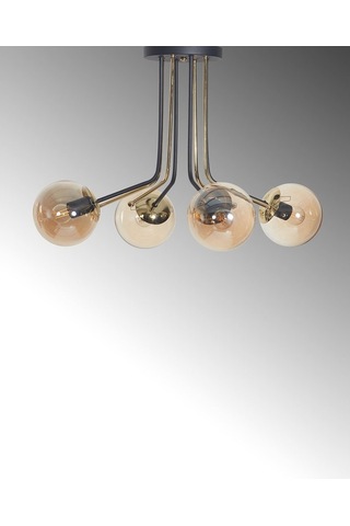 Luzarana Optik 4 Lü Gold-Siyah Metal Gövde Bal Rengi Camlı Tasarım Lü... (483752956) Çok Renkli