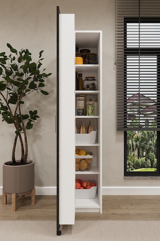 Asra Trend Çok Amaçlı Kiler Dolabı MK-19 %100 MDF Erzak Organizer Dolabı Royal Mermer