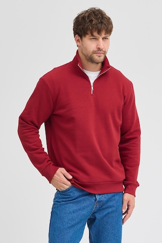 Unisex Regular Fit Rahat Kesim Pamuklu Içi Polarlı Yarım Fermuarlı Bordo Dik Yaka Sweatshirt Bordo