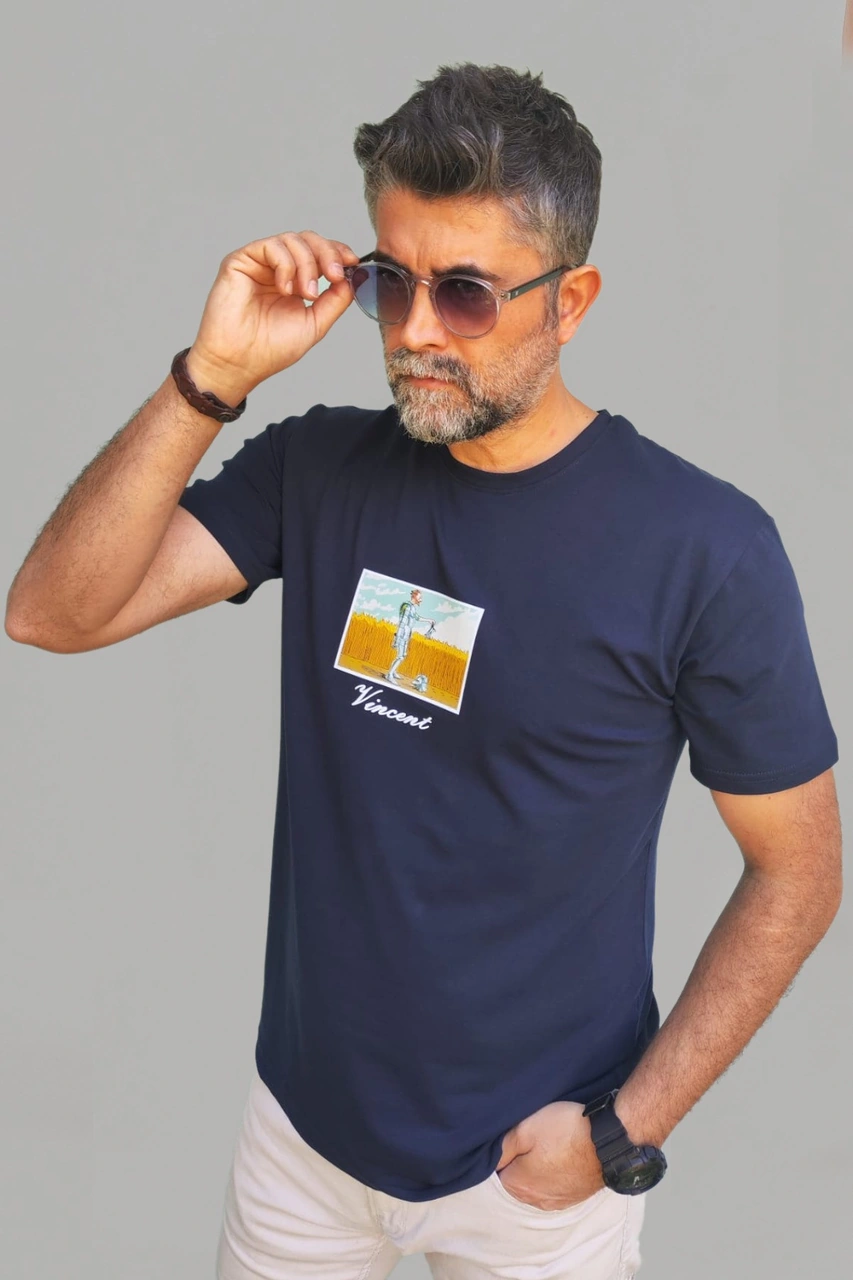 Erkek Desenli-düz Karışık Slim Fit Bisiklet Yaka Pamuk Elastan 3'lü Basic Tişört Vk-erkektişört-desendüz-3lü