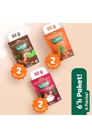Organik Vegan Zencefilli Keçiboynuzlu Ve Portakallı Tatlı Kurabiyeler Atıştırmalık Paketi - 6 Adet 3 Çeşit 320 G