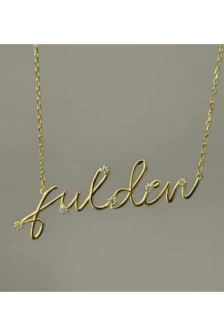 Kadın Gümüş Kolye - Taşlı Trend İsim Kişiye Özel Işıklı Kutuda Sevgiliye Eşe Anneye Altın