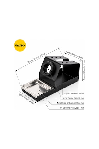 Profesyonel Metal Havya Sehpası Ve Lehim Standı - Sünger Yuvalı 16x7x7,5 Cm - Siyah