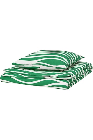 Ikea Portlakmalla Yeşil-beyaz 150x200/50x60 Cm Tek Kişilik Nevresim Seti Beyaz - Yeşil