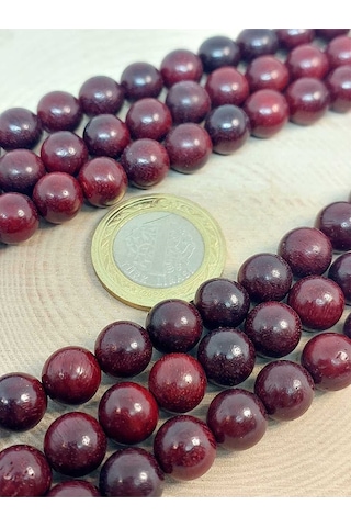 Bileklik Boy Ud Ağacı Ahşap Yarım Dizi 10mm 45278 18cm Uzunluğundadır Çok Renkli