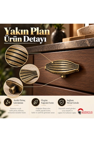 Haskan Taha Düğme Kulp Antik Sarı