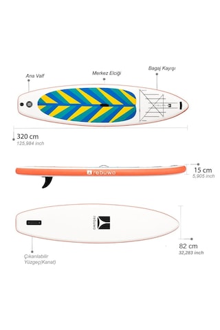 Maldivler Serisi Şişme Sup Board Turuncu Stand Up Paddle Board 320 82 15 Cm