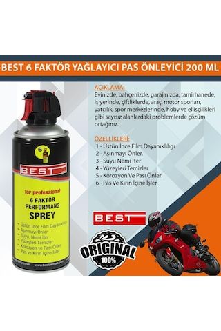 Best 6 Faktör Yağlayıcı ve Pas Önleyici Performans Spreyi 200 ML