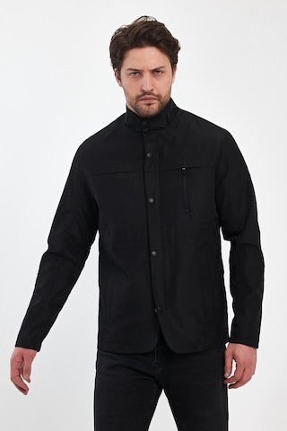 Sivaist Erkek Siyah Regular Uzun Mevsimlik Pamuk Polyester Karışımlı Safari Mont - Siyah