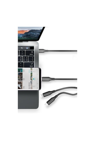 Şarj Data Kablosu 3In1 Lightning + Type-C + Micro Usb To Usb 2.0