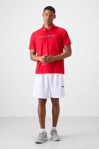 Kırmızı Nefes Alan Dokulu İnce Esnek Standart Fit Polo Yaka Erkek Performans T-shirt - 88393 Kırmızı