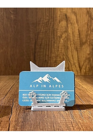 Kedi Temalı Kartvizitlik - Vetpati Gümüş Renk