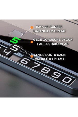 Coofbe Premıum Fosforlu Gizlenebilir Alüminyum Araç Park Telefon Numaratörü Geçici Park Numaratör Plakalık 1 Adet