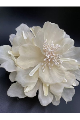 Amely Rid Kumaştan Büyük Çiçek Fiyonk Broş Tokalı 236336079 Bej