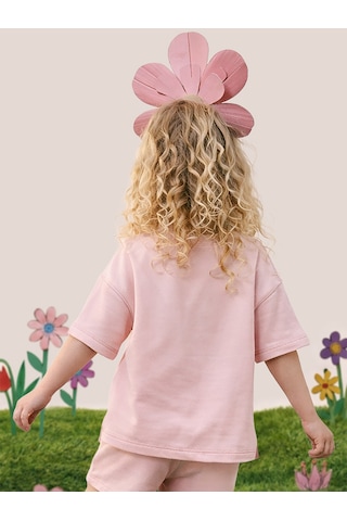 Mshb&g Hardal Bisiklet Yaka Oversize T-shirt Kız Çocuk %100 Pamuk Renkli