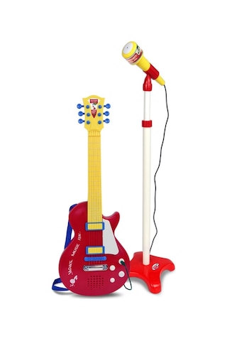 Elektronik Ayaklı Mikrofonlu Gitar Seti Kırmızı