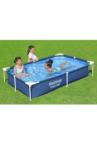 Bestway Bestway 56401 Steel Pro Yer Üstü Prefabrik Dikdörtgen Havuz 2,21 M X 1,50 M X 43 Cm