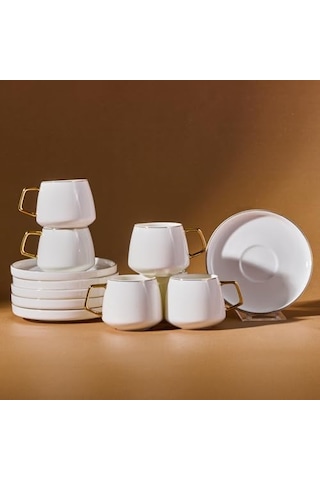 Saturn 6 Kişilik Kahve Fincanı Takımı 90 Ml Gold Çok Renkli