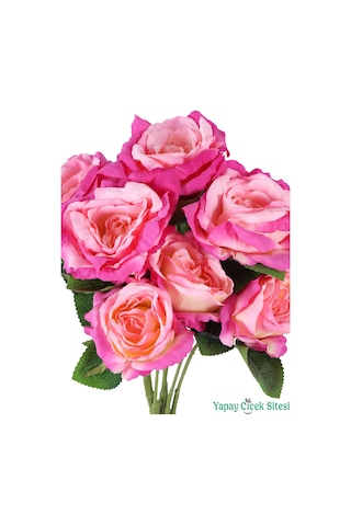 Yapay Çiçek Sitesi Yapay Şakayık Görünümlü Gül Demeti 50 Cm Fuşya Pembe