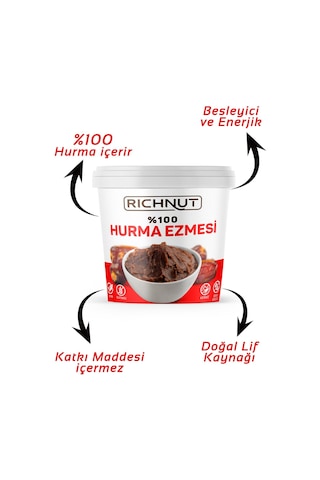 Richnut Katkısız Doğal Hurma Ezmesi - %100 Hurma Püresi 1 Kg