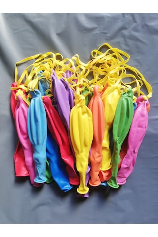 Lastikli Balon 100'lü Ipli Zıpzıp Atom Balon Punch Panç Balon Büyük Boy Renkli Balon 100 Adet Çok Renkli