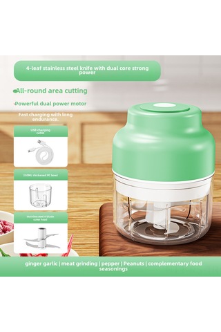 Reedark Mini Elektrikli Sarımsak搅拌机 - Kablosuz, Otomatik Karıştırma, 250ml, 4 Yaprak Bıçaklı Yeşil Güncellenmiş Versiyon Diğer