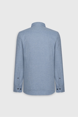 AC&Co / Altınyıldız Classics Erkek Mavı Slim Fit Dar Kesim Klasik Yaka Flanel Gömlek Mavı
