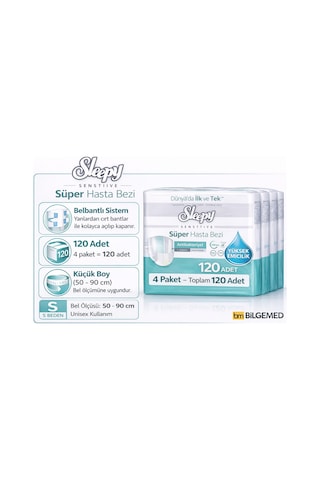 Sleepy Belbantlı Hasta Bezi S Beden 120 Adet 4 Paket X 30 Yüksek Emici