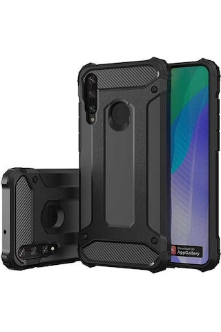Noktaks - Huawei Uyumlu Huawei Y6p - Kılıf Çift Katman Zırh Tank Crash Military Kapak - Gold