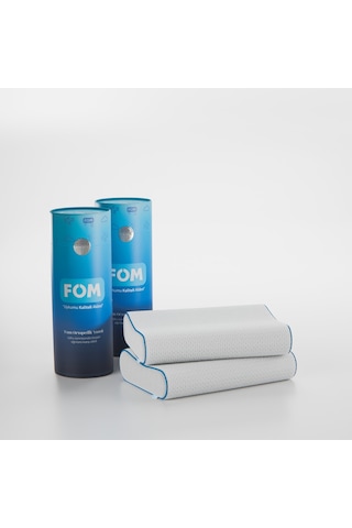 FOM 2'li Mini Flex Visco Çocuk Ve Seyahat Uyku Yastık Kampanyası Ortopedik, 50 x 30 x 11/9 Beyaz