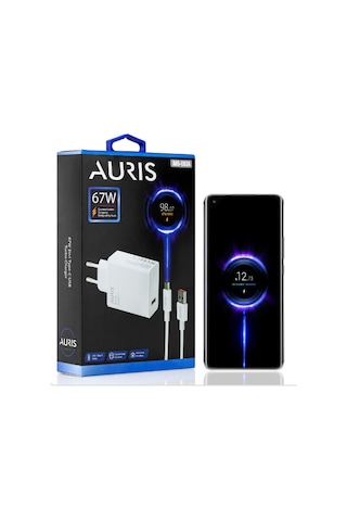 Auris ARS-CH36 67W Yüksek Hızlı Saliseli Usb Başlık+ Typec Kablo Şarj Seti