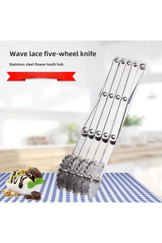 Aubyhe Stahl Çok Tekerlekli Pasta Kesici - Pizza, Simit, Gofret Dilimi Aracı 5 Tekerlekli Döşeme Kıyma Ucu Diğer