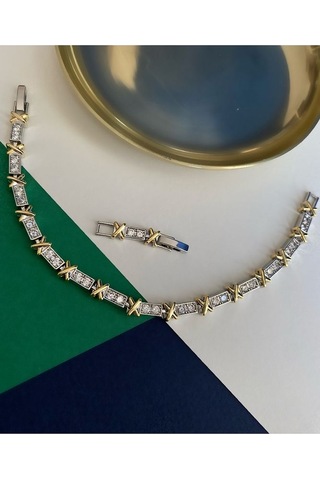 Pinery Jewels Vıp Tiff X Suyolu Zirkon Taşlı Bileklik Altın