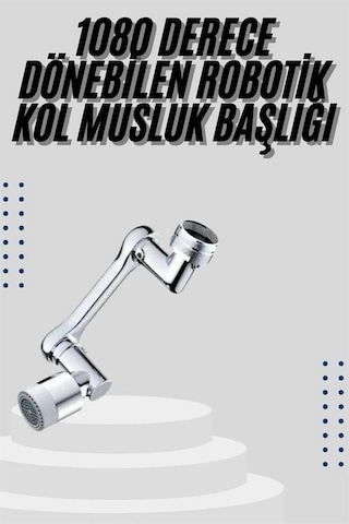 Mutfak Musluk Başlığı 1080 Derece Dönebilir Oynar Başlıklı Musluk Aparatı Altın - Beyaz