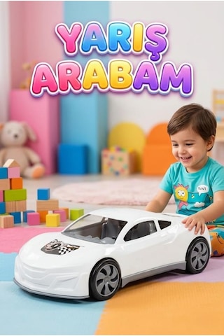 Çocuklar İçin Premium Yarış Arabası - Şık Tasarım, Dayanıklı Gövde Beyaz Oyuncak Spor Araç