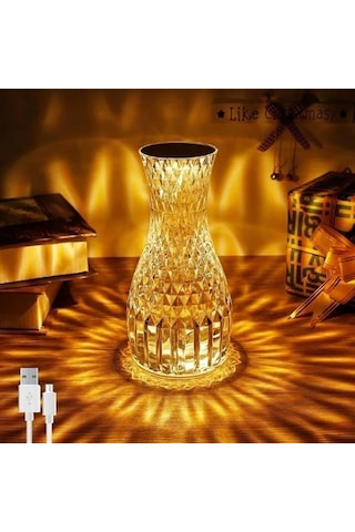Sürahi Model Usb Şarjlı Kumandalı 16 Farklı Işık Modlu Masa Üstü Kristal Akrilik Lamba Led 5365 Çok Renkli