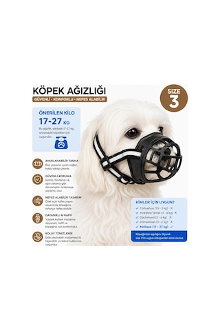 Valkyrie Köpek Ağızlığı Size 3 17-27 Kg Orta Irk Ayarlanabilir Nefes Alabilir Plastik Güvenlik Ağızlığı