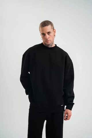 Suma Uzun Kol Bisiklet Yaka Basic Sweatshirt - Siyah