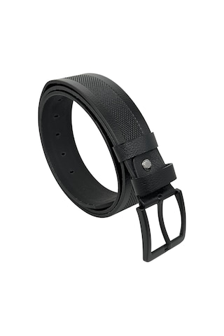 Süzer Deri 4.5 Cm. Spor Hakiki Deri Ortası Desenli Model Erkek Kemer Siyah Siyah