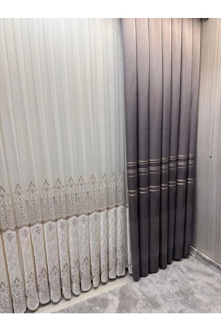 Nivemeshome Ft632255 V-5422 Antakya Gri 1/3 Sık Pileli Fon Perde Apm Gri