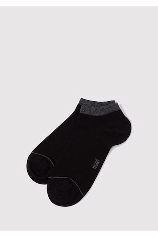 Mavi - 2Li Gri Siyah Patik Çorap Seti 090273-15903 Siyah