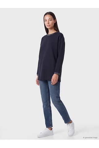 Lcw Everyday Lacivert Soft Touch Oversize Kadın Sweatshirt Tunik