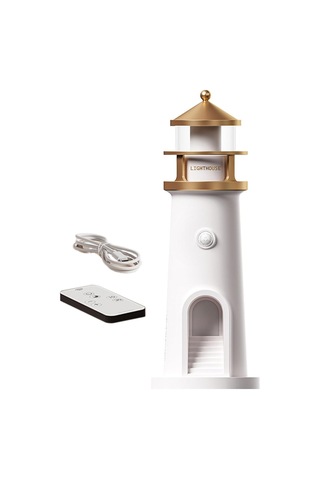 Tcherchi Led Deniz Feneri Ay Lambası Projektör Gece Lambası, Şarj Edilebilir Ay Işığı Projeksiyon Gece Lambası Sarı Işık