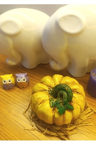 Büyük Boy El Boyaması Sarı Kabak Biblo-dekoratif Ev Ürünü-rustik Hasat Kabak Figürü 10 Cm Sarı