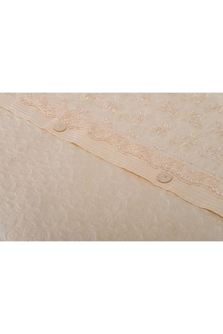 Gülfem Pamuk Bej Baskılı Bej Yatak Örtüsü Seti Çift Kiş. 6 Parça 260x70 Cm 1465 Bej