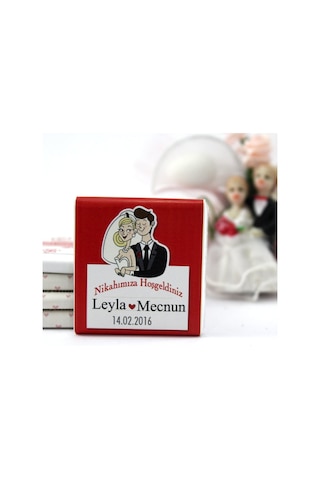 Dark Brown Nikah Çikolatası Kişiselleştirilebilir El Yapımı Madlen Çikolata NKK11 150 Adet