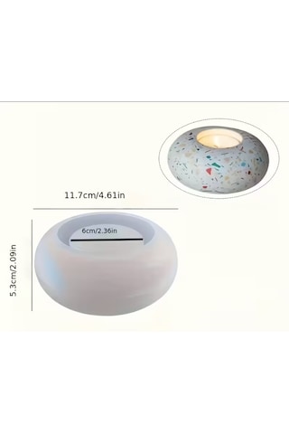 Silikon Kalıp Taş Tozu Parafin İthal Dekoratif Elıps Tealıght Mumluk Kalıbı Epoksi Hb120-0183