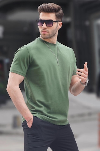 Madmext Haki Yeşili Regular Fit Basic Erkek Tişört 6131 Haki