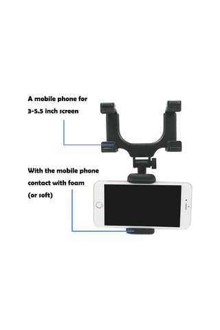Wezone Araç Geribakış Aynası Telefon Tutucu, Navigasyon Ve Telefon Kullanıma Uygun Abs Malzeme Siyah Diğer