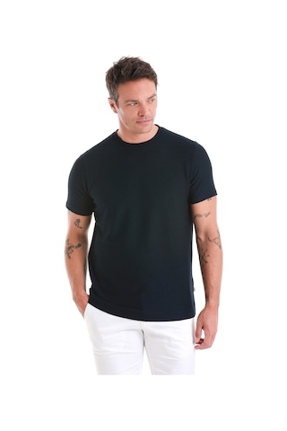 Hatemoğlu Lacivert Regular Fit Düz Bisiklet Yaka Tişört 35103023c004 005 Lacivert